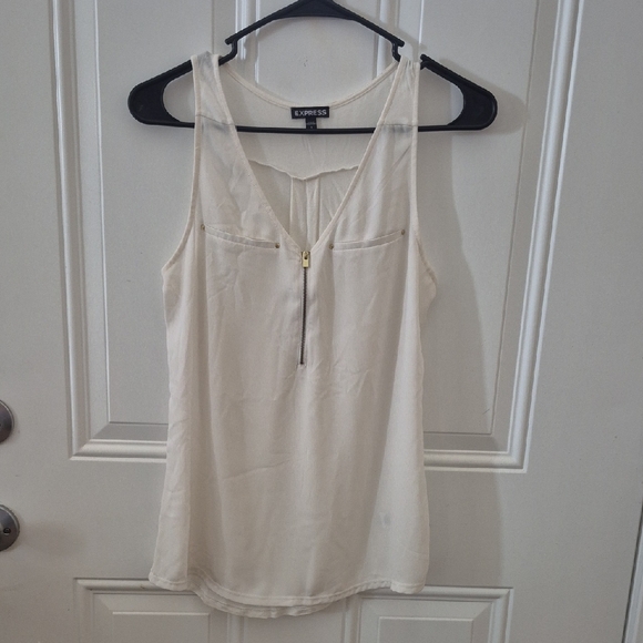 Express Tops - Express Women's Ivory Zip-Front Tank Top